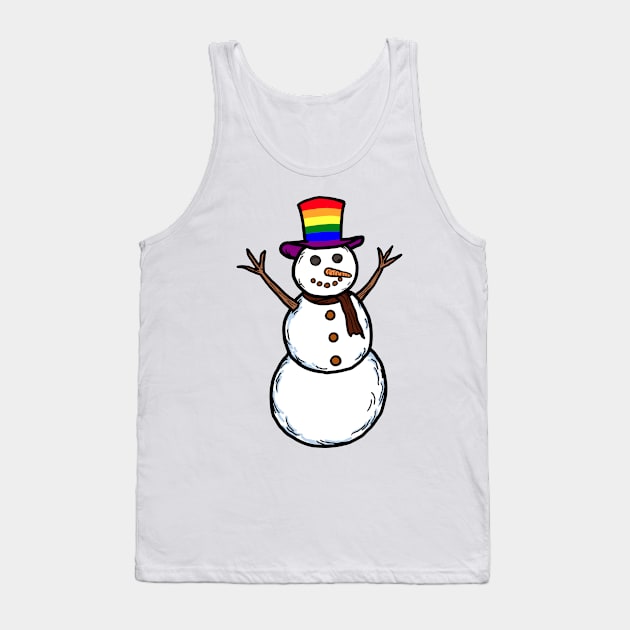 A hand drawn of gay lgbtq snowman in Christmas holiday celebrati Tank Top by Nalidsa